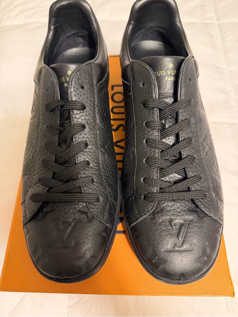 Louis Vuitton Black Textured Leather Low-Top Sneakers
